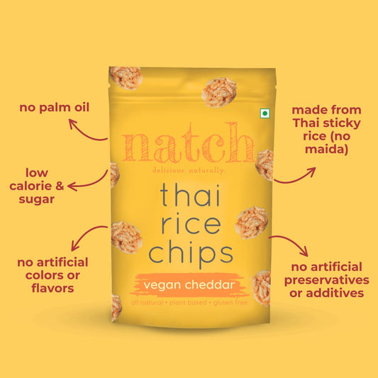 thai rice chips - vegan cheddar (large pack - 100g)