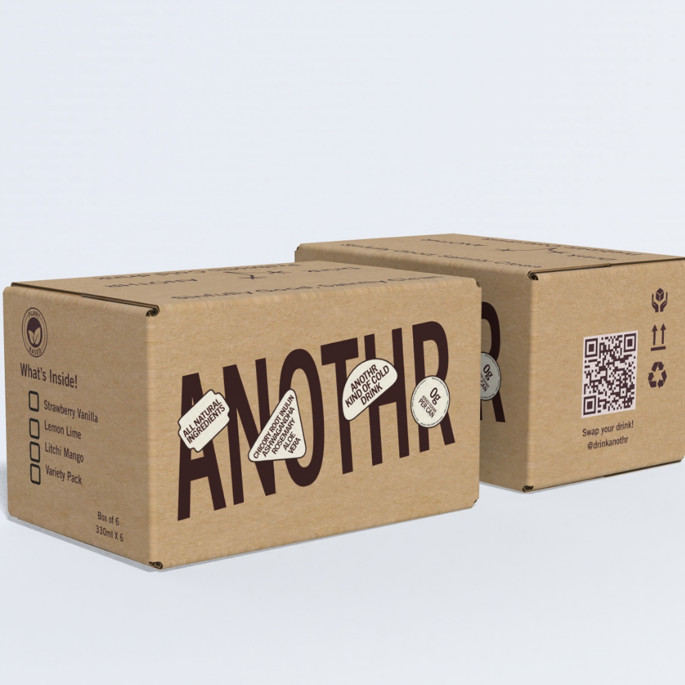 ANOTHR prebiotic drink variety pack boxes showing Strawberry Vanilla, Lemon Lime, and Litchi Mango flavors.