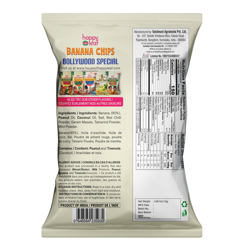 HAPPYLEAF SNACKS Bollywood Special Banana Chips