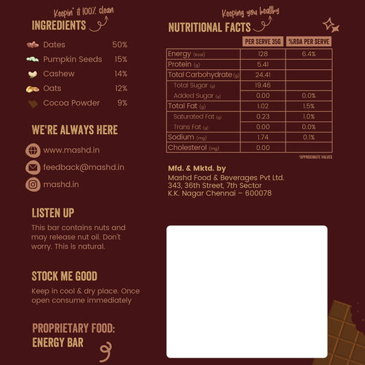 Mashd Chocolate Energy Bar