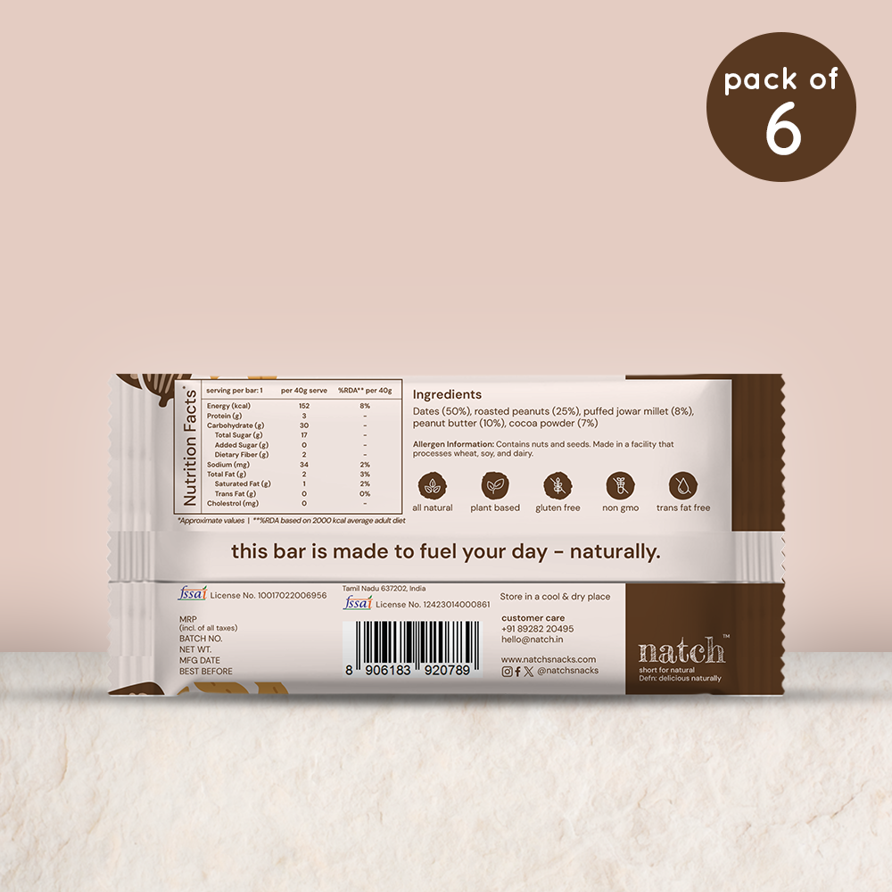 millet bar - peanut cocoa (pack of 6 - 40g)