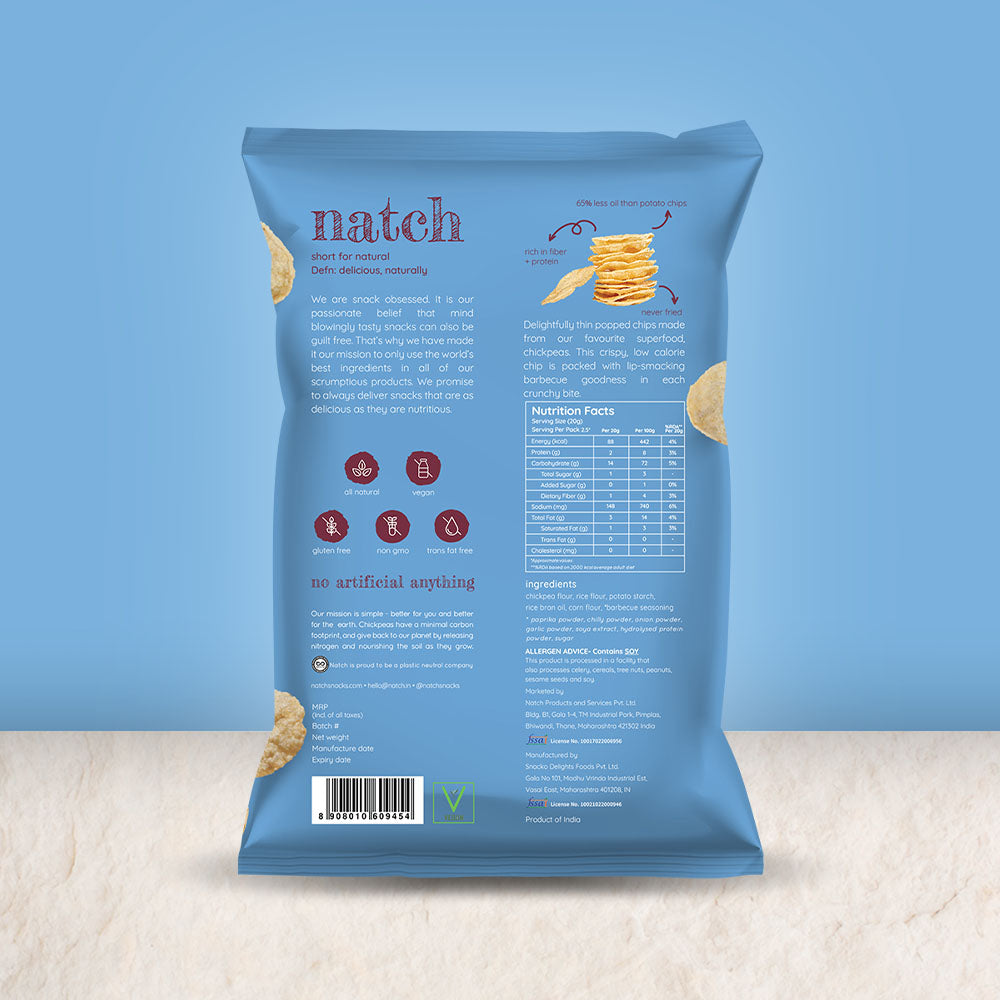 chickpea popped chips - barbecue (55g pack)