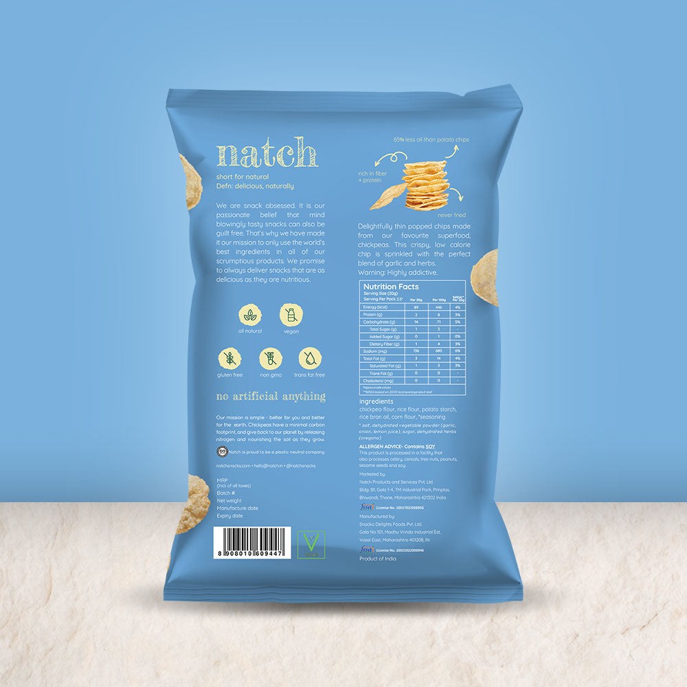 Chickpea Popped Chips Garlic Herb back