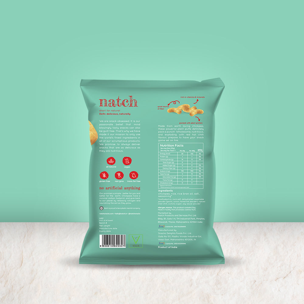 Chickpea Puffs Hot Chilli back