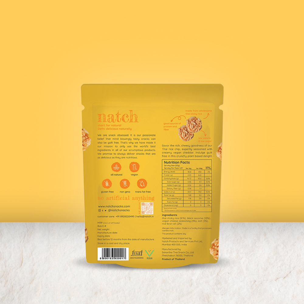 thai rice chips - vegan cheddar (small pack - 25g)