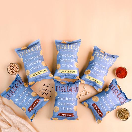 chickpea popped chips - variety pack (pack of 6 - 55g)