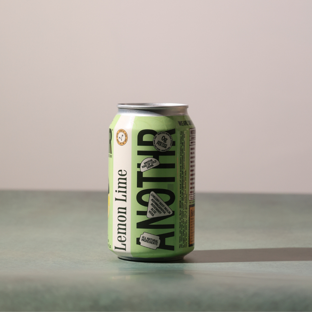 ANOTHR Lemon Lime prebiotic soda can with 7g fiber and zero added sugar.