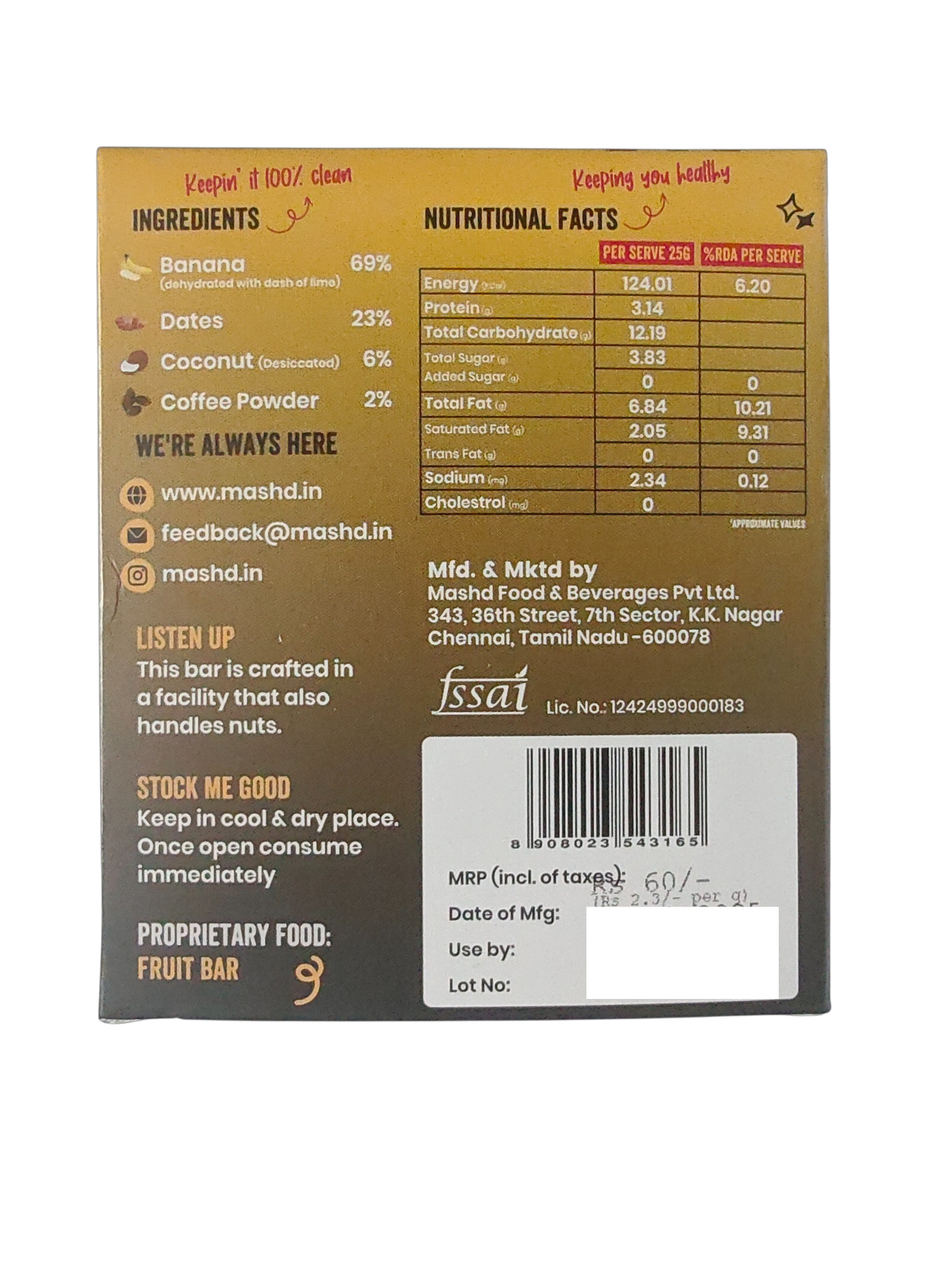 Coffee Banana Fruit Bar