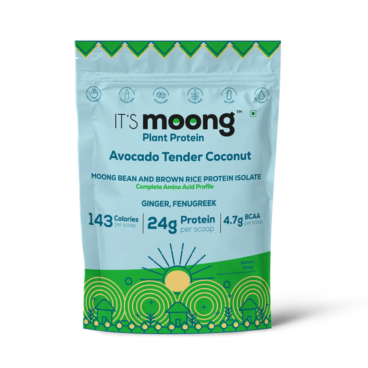 It's Moong Mung Bean & Brown Rice Isolate protein - Avocado tender coconut