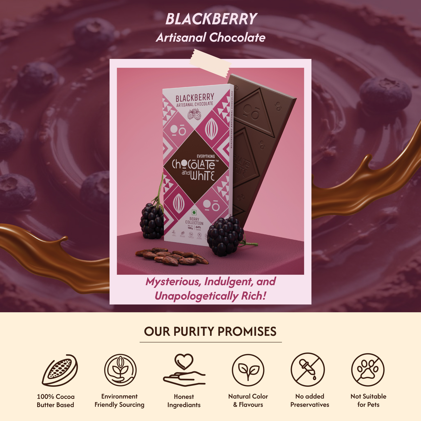 Chocolate and White - Blackberry Artisanal Chocolate