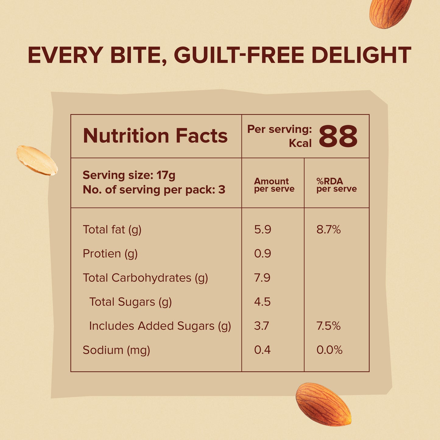 The Recipe Tailor Brownie Crisps - Almond Chip (Pack of 3)