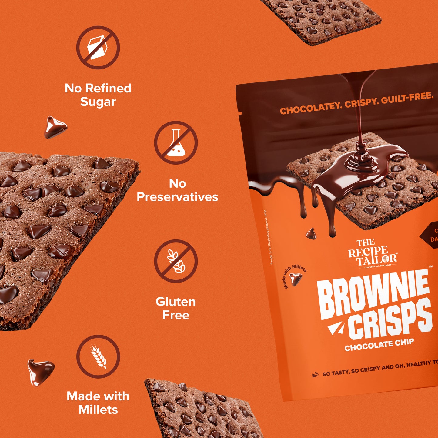 The Recipe Tailor Brownie Crisps - Chocolate Chip (Pack of 3)