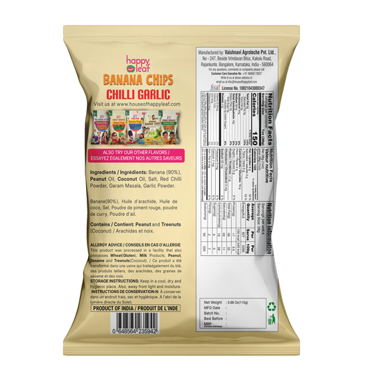 HAPPYLEAF SNACKS Chilli Garlic Banana chips