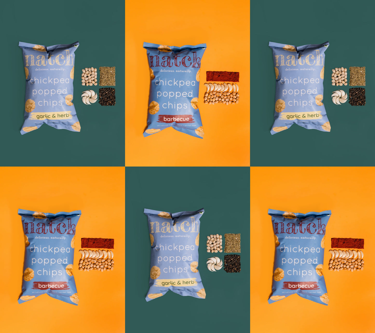 chickpea popped chips - variety pack (pack of 6 - 55g)