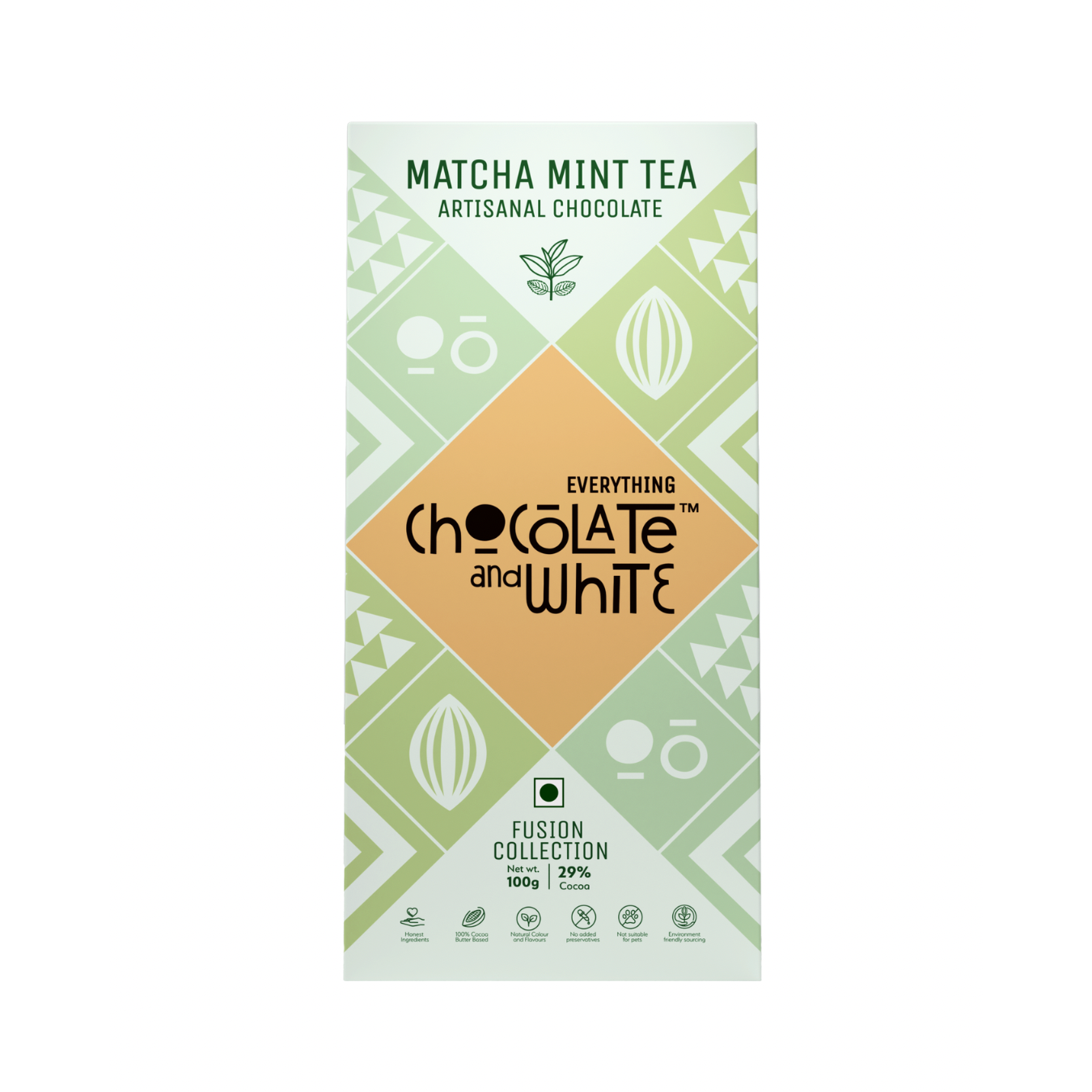 Chocolate and White - Matcha Mint Tea Artisanal Chocolate