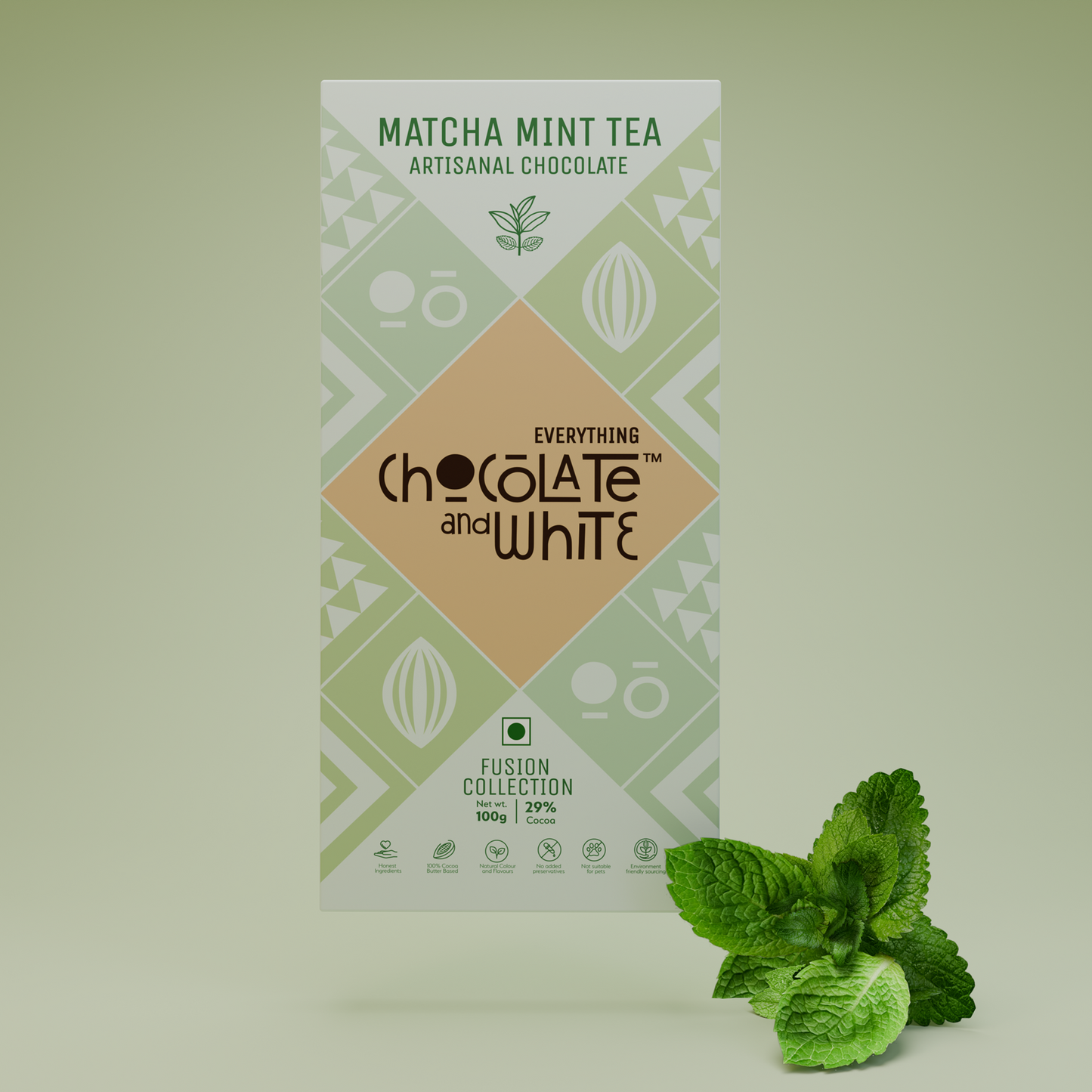 Chocolate and White - Matcha Mint Tea Artisanal Chocolate