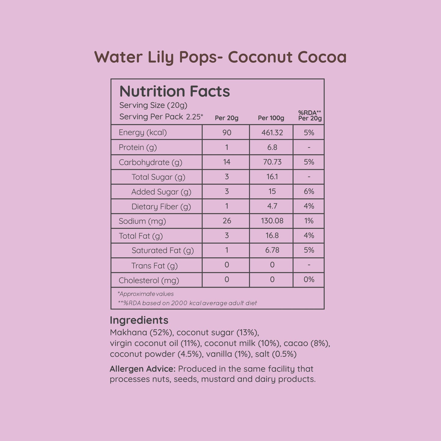 popped water lily - coconut cocoa (45g pack)