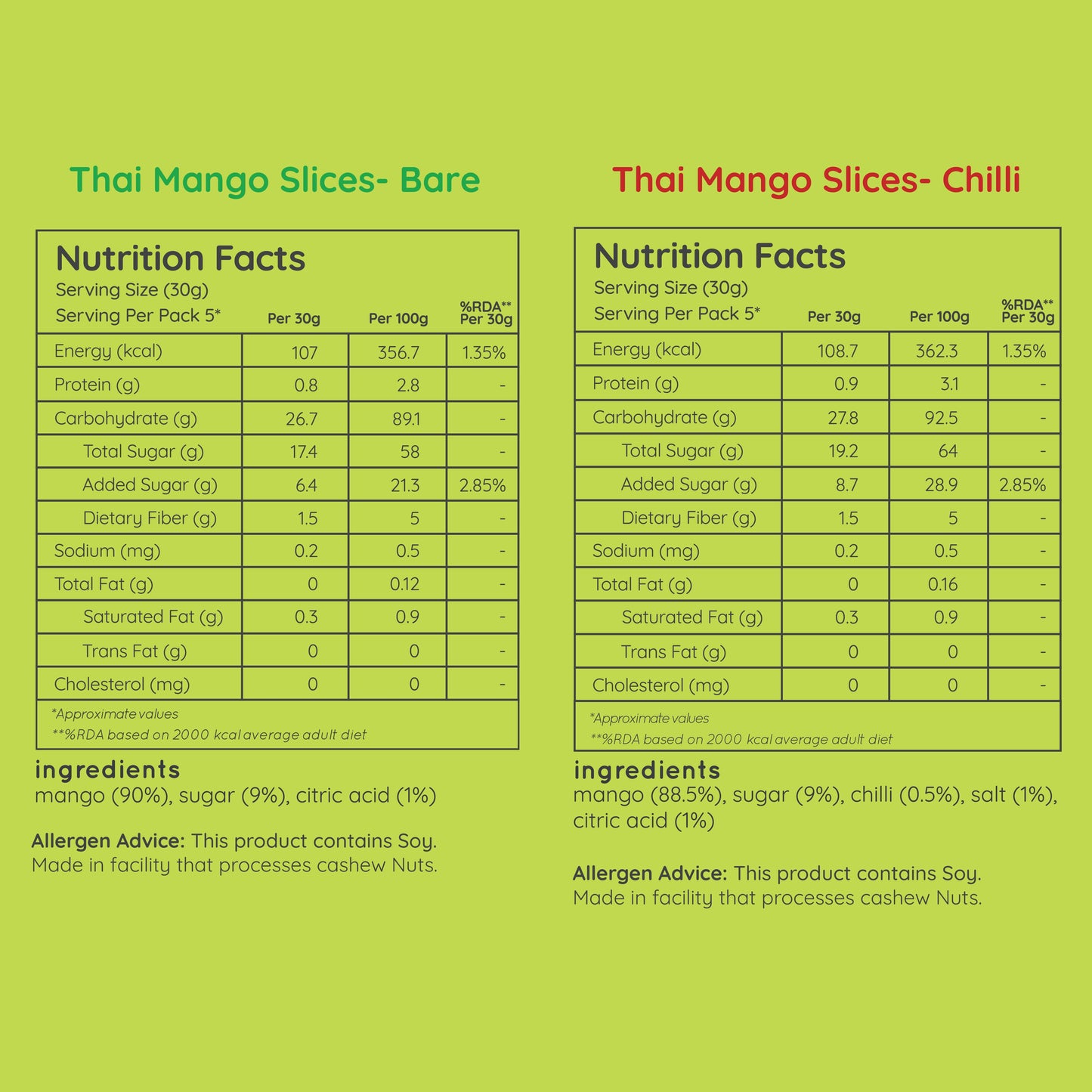 thai mango slices - variety pack (small pack - 60g)