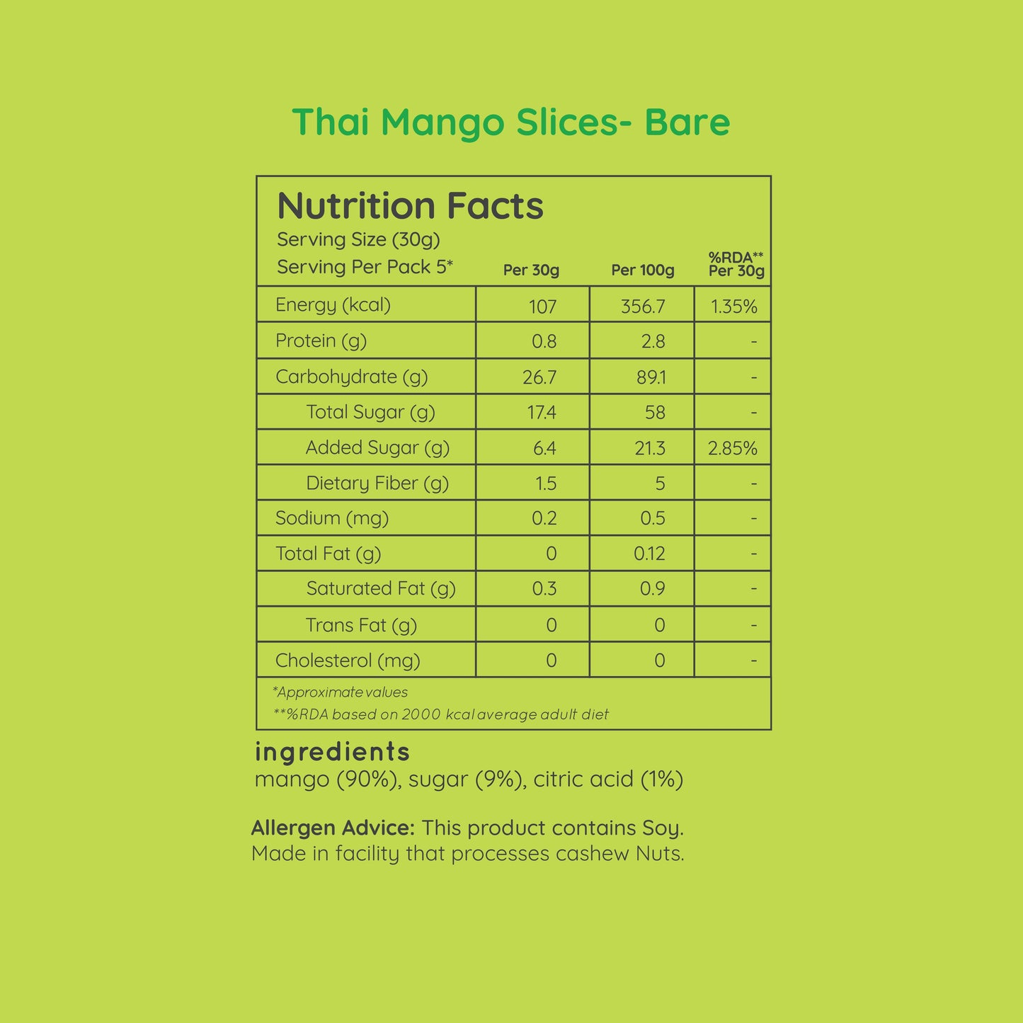 thai mango slices - bare (small pack - 60g)