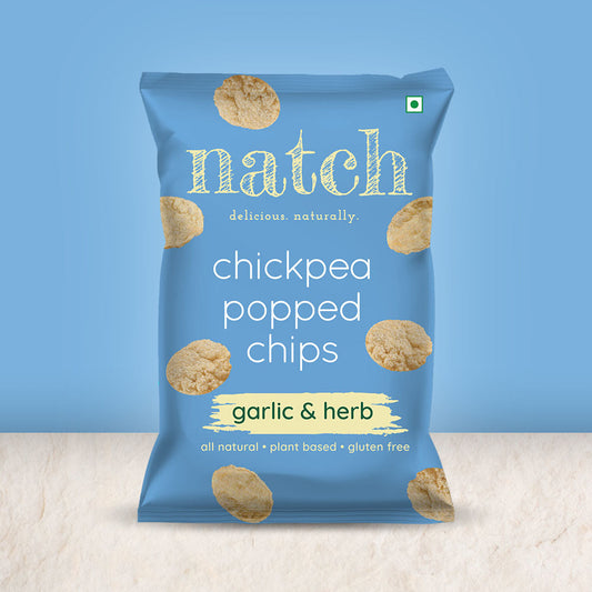 chickpea popped chips - garlic & herb (55g pack)
