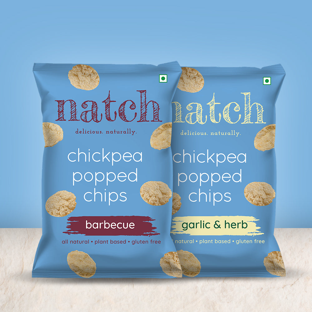 chickpea popped chips - variety pack (pack of 6 - 55g)
