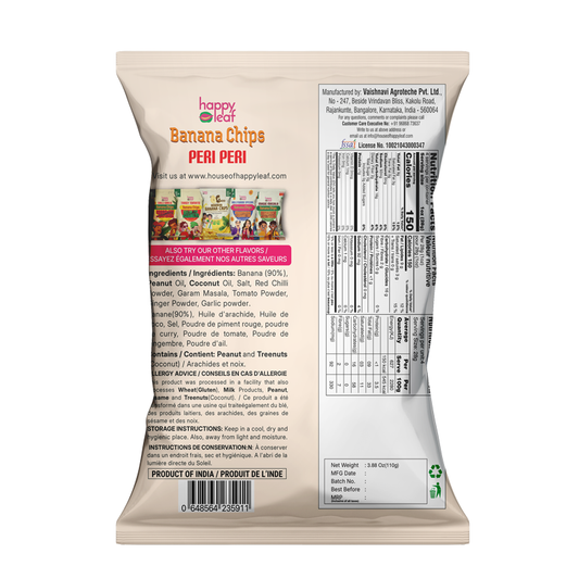 HAPPYLEAF SNACKS Peri Peri Banana Chips