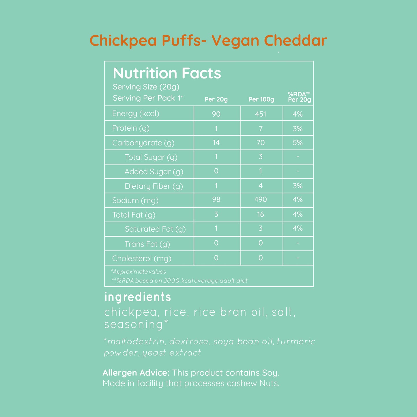 chickpea puffs - vegan cheddar (small pack - 20g)