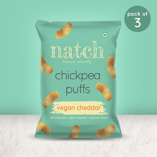 chickpea puffs - vegan cheddar (large pack of 3 - 65g)