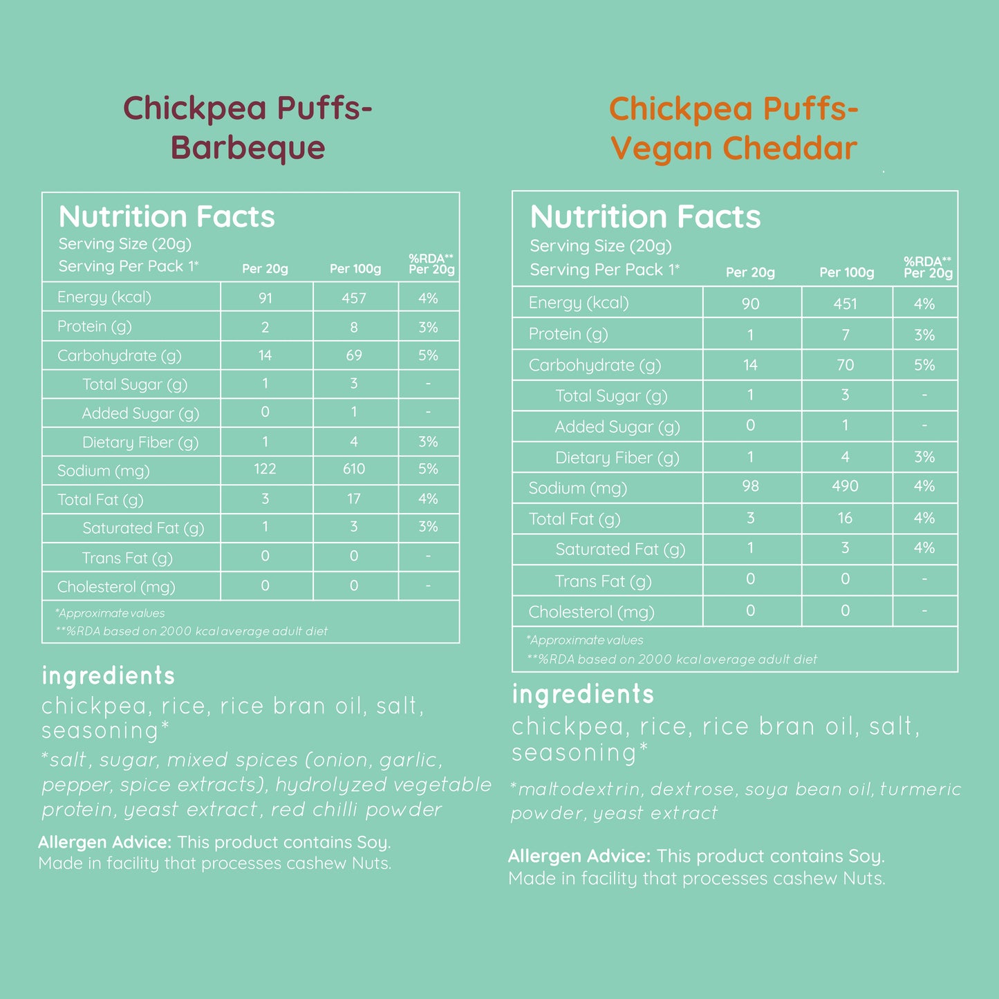 chickpea puffs - variety pack (large pack 65g)