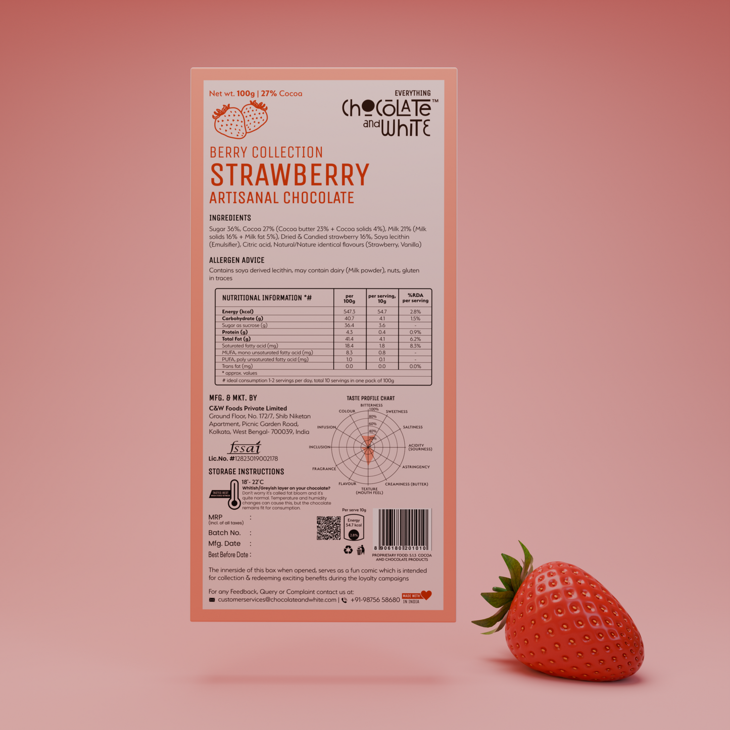 Chocolate and White - Strawberry Artisanal Chocolate