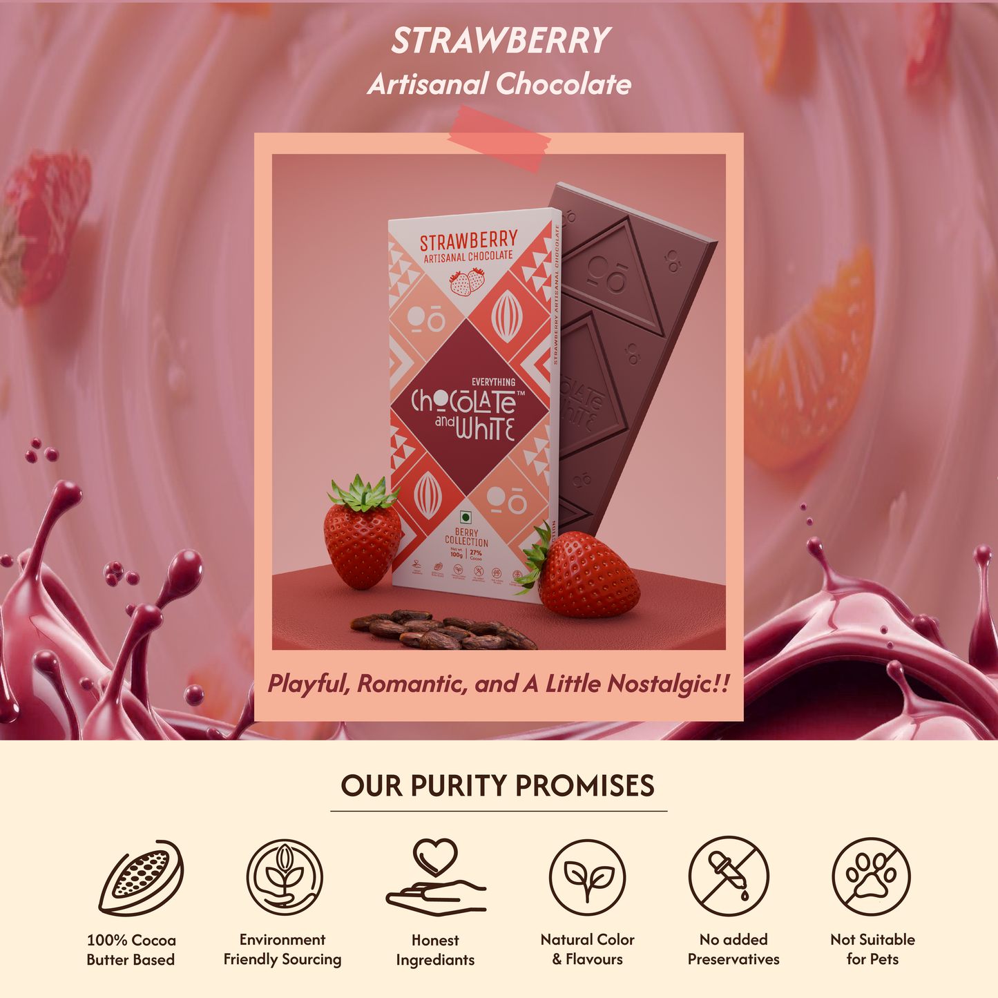 Chocolate and White - Strawberry Artisanal Chocolate