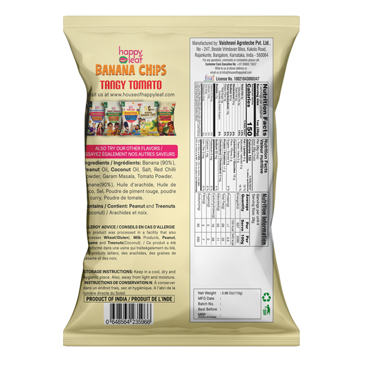 HAPPYLEAF SNACKS Tangy Tomato Banana chips